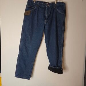 Wrangler Riggs Workwear Mens Blue Fleece Lined Insulated Jeans 38x30